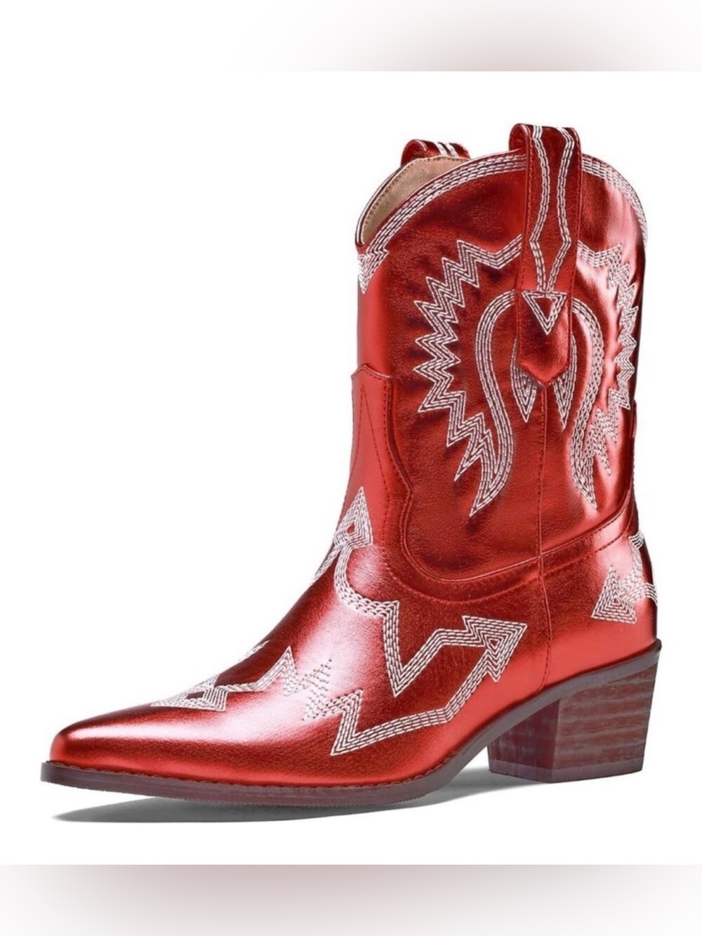 NWOT Red Metallic Western Ankle Boot - Women